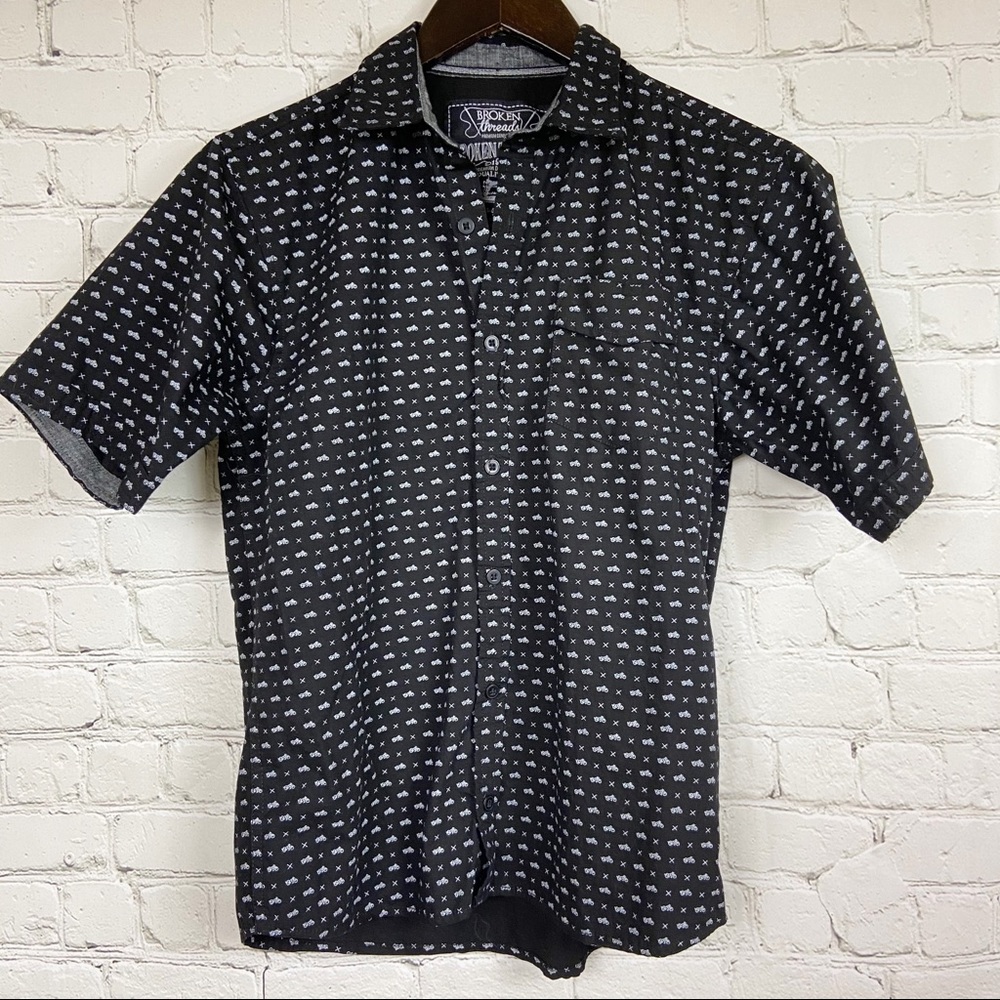 4/$25 Broken Threads black motorcycle short sleeve